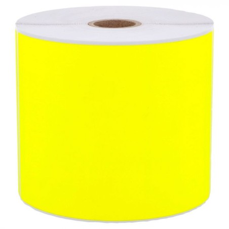 1 1 000 étiquettes 100 x 150 mm - Papier Velin jaune FLUO Permanent - Mandrin Ø25mm