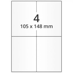 Étiquette autocollante A4, 16 par planche, blanc, permanent, 105mm x 37mm