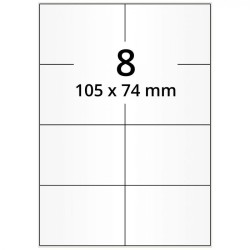 Étiquette autocollante A4, 21 par planche, blanc, permanent, 70mm x 42,2mm