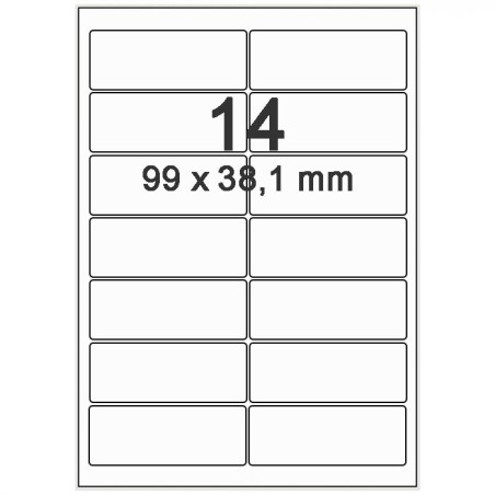 etiquettes en planche A4 99 x 38,1mm, étiquettes laser