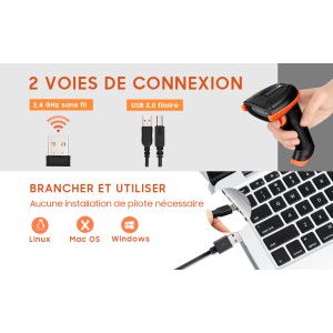 Douchette Code-Barre 1D&2D USB et sans-fil │Étiquettes-Expert