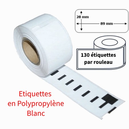 1 Étiquettes Dymo compatibles PP (plastique) Blanc 99010 - 89 x 28mm