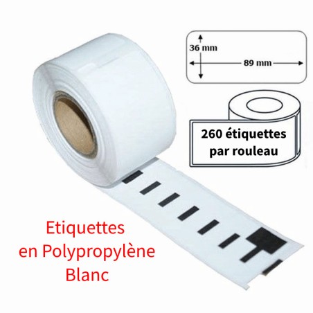 1 Étiquettes Dymo compatibles PP (plastique) Blanc 99012 - 89 x 36mm